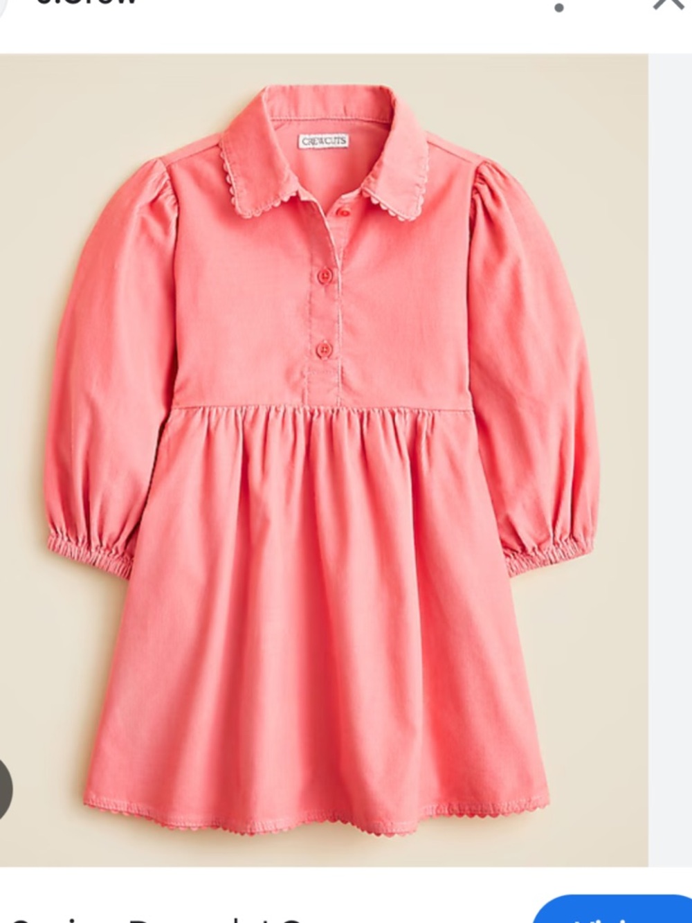 J. Crew Coral Pink Long-Sleeve Girls' Dress